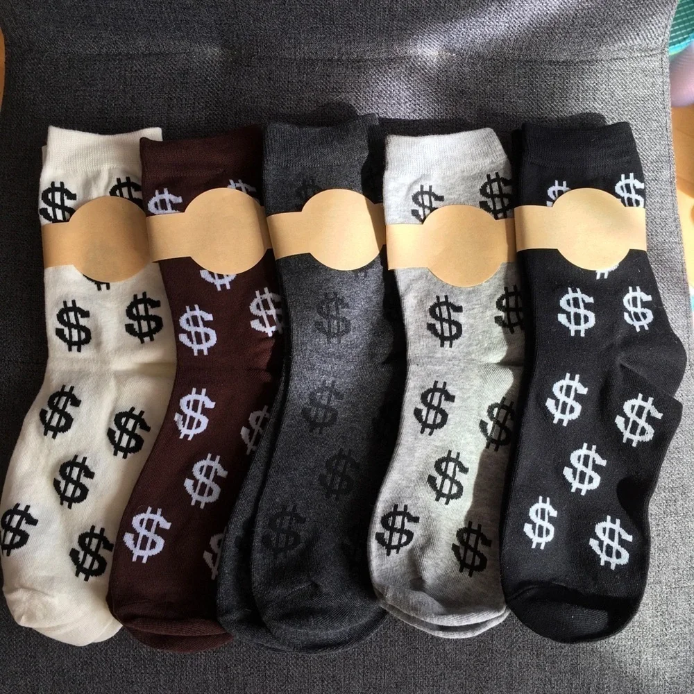 Novelty Dollar Sign Socks, Neutral Colors (1 Pair), Adult Size